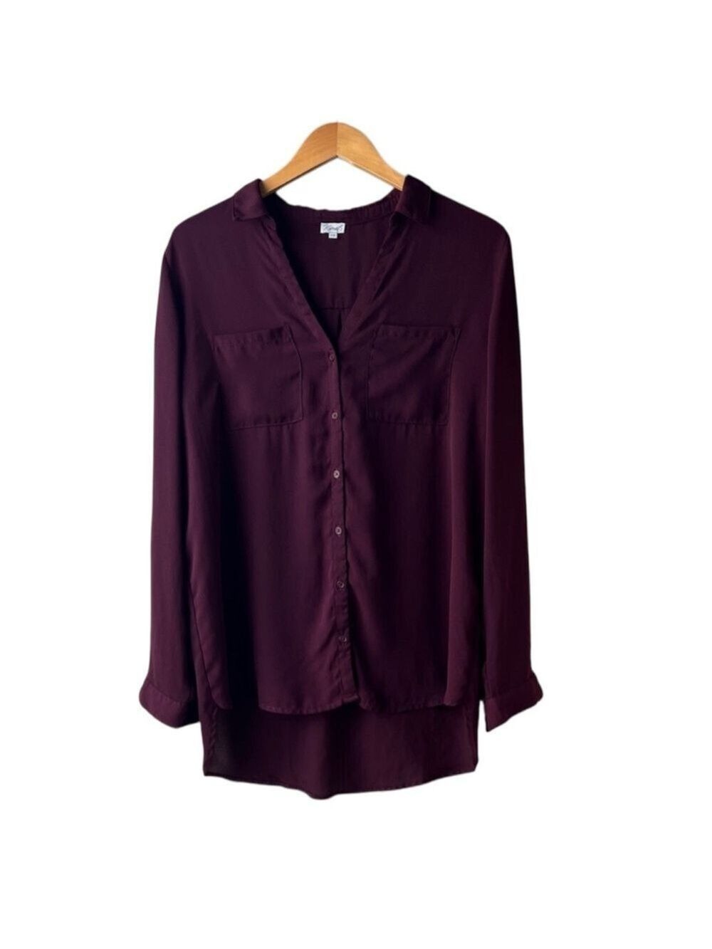 Kismet Rich Burgundy Women's Button-Down Shirt Large